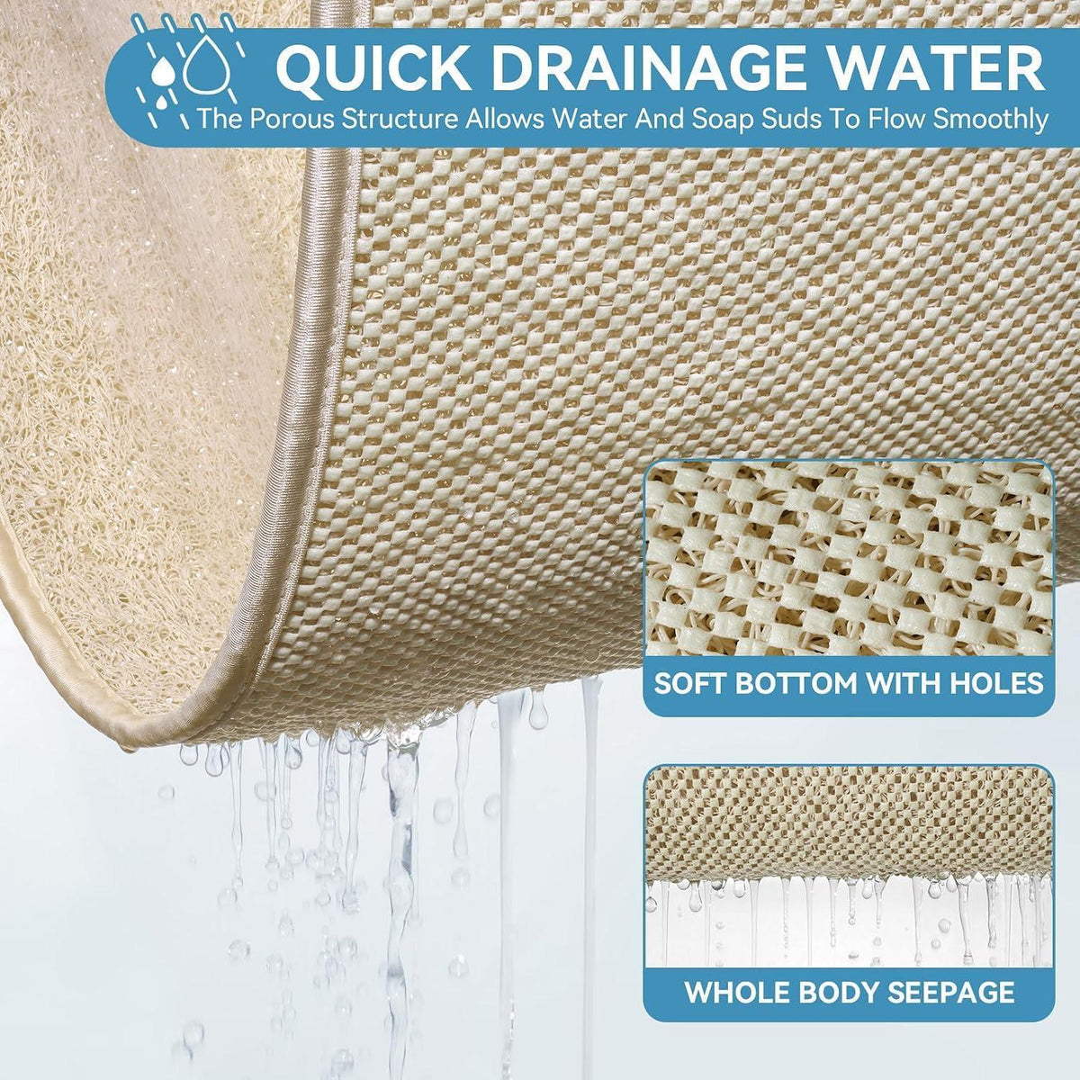 Rutschfeste Duschmatte Beige 80x50cm – Schnelltrocknend & Schimmelresistent