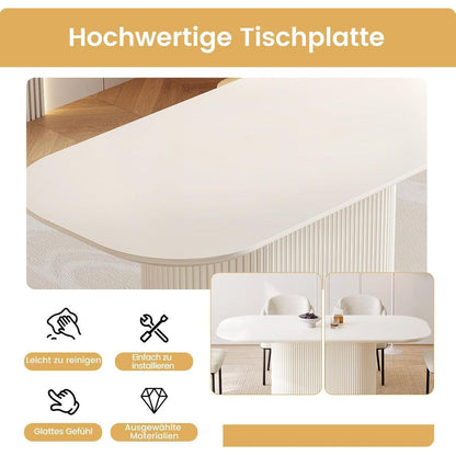 Esszimmertisch Set Weiß mit 6 Stoffstühlen – Skandinavisches Design