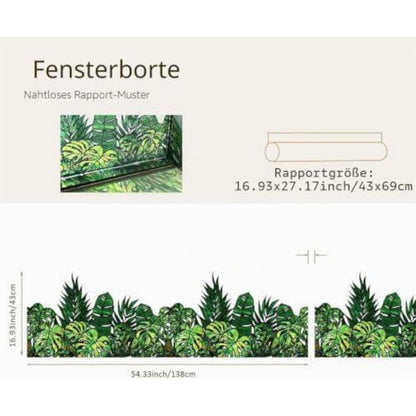Handgezeichnete Fensterbilder Tropisches Blatt 43x138cm