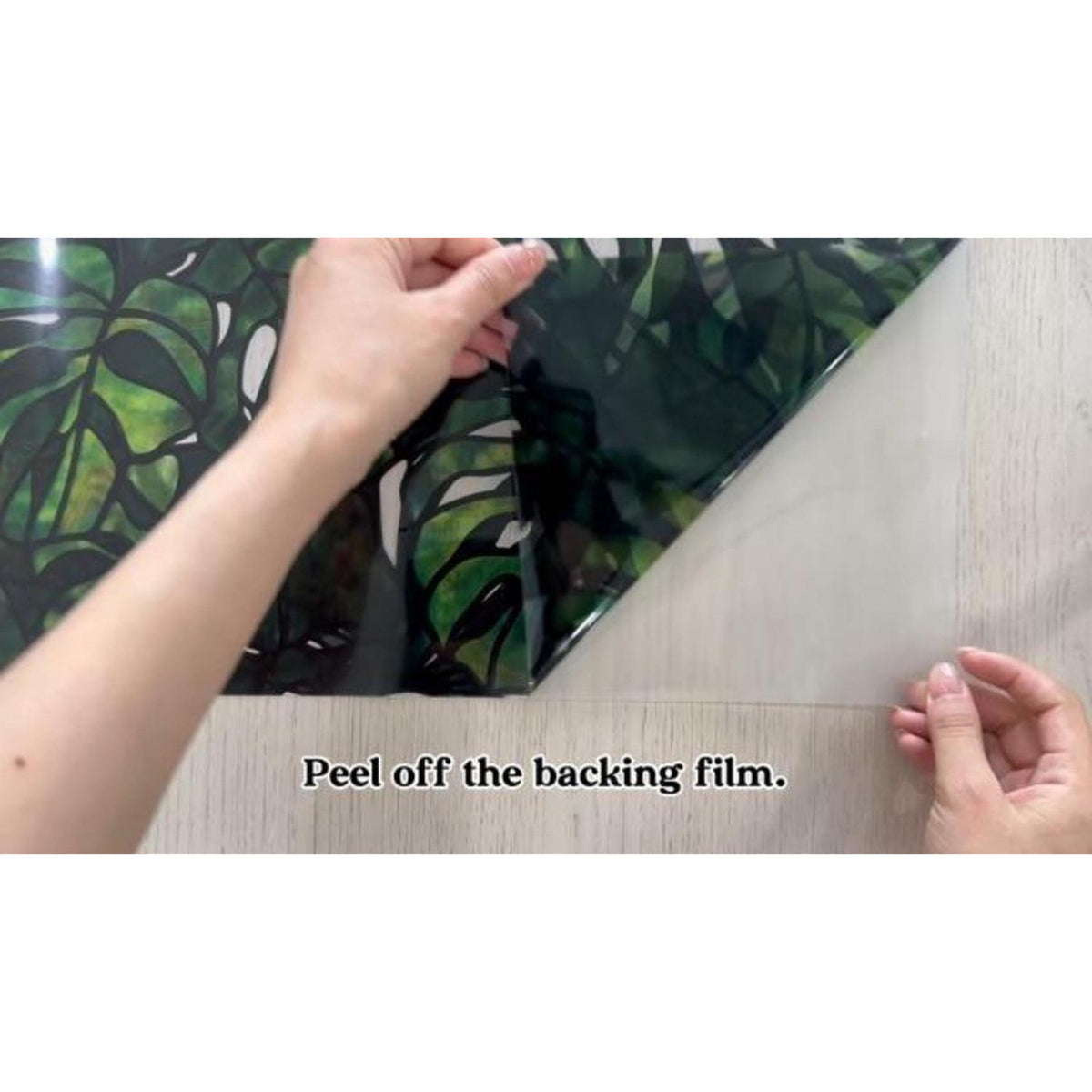 Handgezeichnete Fensterbilder Tropisches Blatt 43x138cm