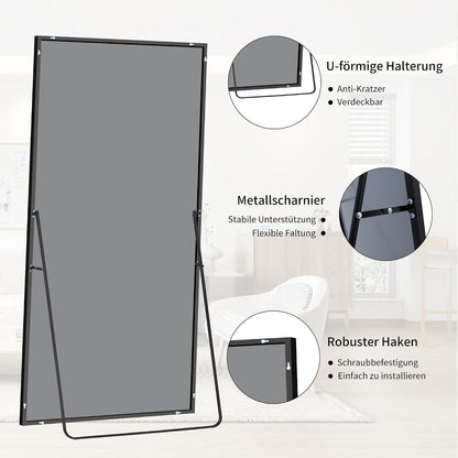 Ganzkörperspiegel 203x91cm – Stand- & Wandspiegel mit Schwarzrahmen