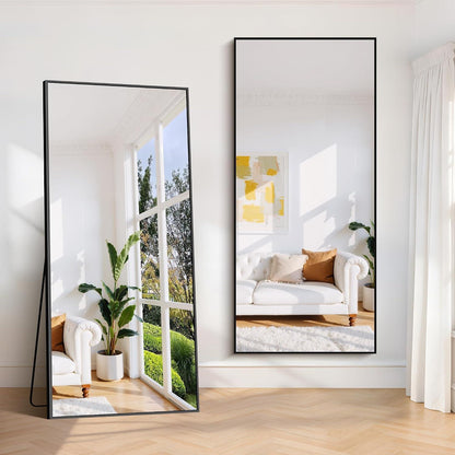 Ganzkörperspiegel 203x91cm – Stand- & Wandspiegel mit Schwarzrahmen
