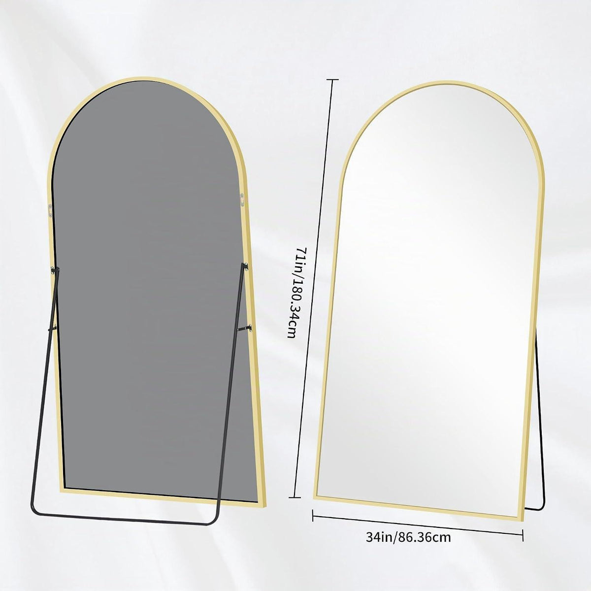 Großer Ganzkörperspiegel 180x86cm – Stehend, Hängend, Goldrahmen