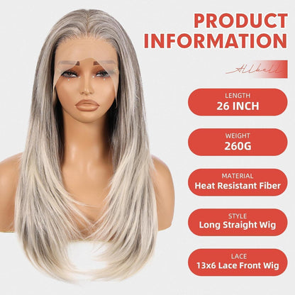 Graue Lace-Front Perücke 22 Zoll – Gerade, Glueless, HD-Lace