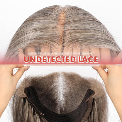 Graue Lace-Front Perücke 22 Zoll – Gerade, Glueless, HD-Lace