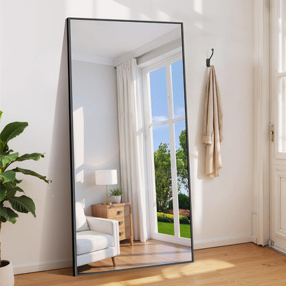 Großer Ganzkörperspiegel 198x96cm mit schwarzem Aluminiumrahmen