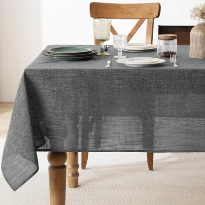 Abwaschbare Tischdecke Grau 240x140 cm – Leinenoptik & Wasserabweisend