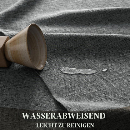 Abwaschbare Tischdecke Grau 240x140 cm – Leinenoptik & Wasserabweisend