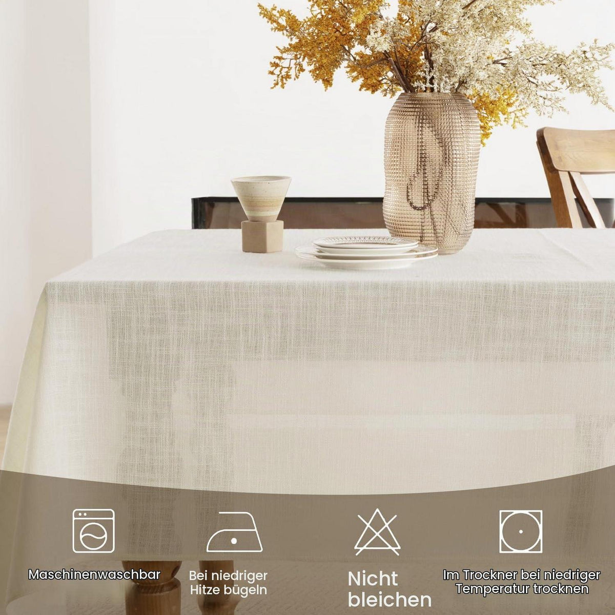 Abwaschbare Tischdecke Grau 240x140 cm – Leinenoptik & Wasserabweisend
