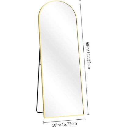 Großer Bogen Standspiegel 147x47cm mit Goldrahmen