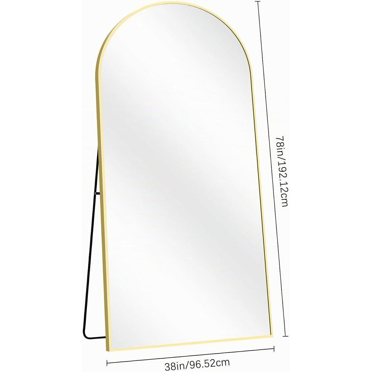 Großer Bogen Standspiegel 196x96cm mit Goldrahmen