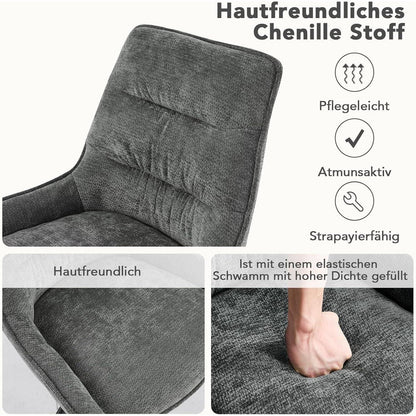Drehbarer Esszimmerstuhl Set, Dunkelgrau - Chenille Polsterstuhl 2er Set