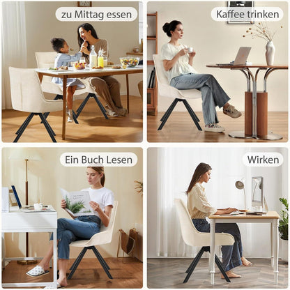 Drehbarer Esszimmerstuhl Set, Chenille, Beige