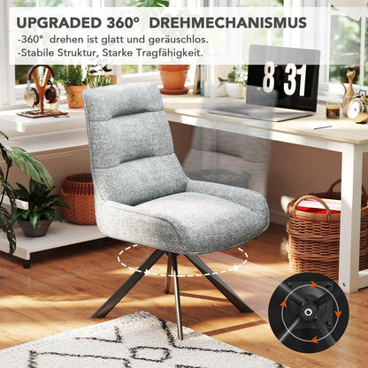 Drehstuhl Esszimmer Set 6er – Chenille Polsterstuhl 360° Drehbar