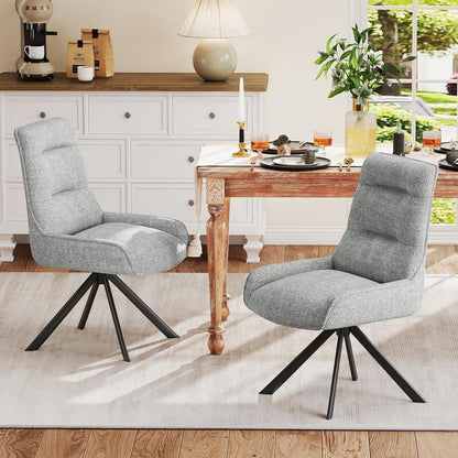 Drehstuhl Esszimmer Set 6er – Chenille Polsterstuhl 360° Drehbar