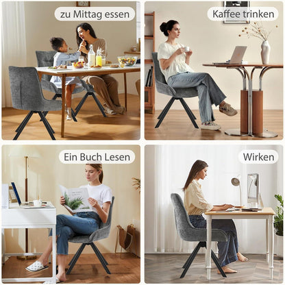 Drehstuhl Esszimmer 6er Set – Chenille Polsterstuhl 360° drehbar