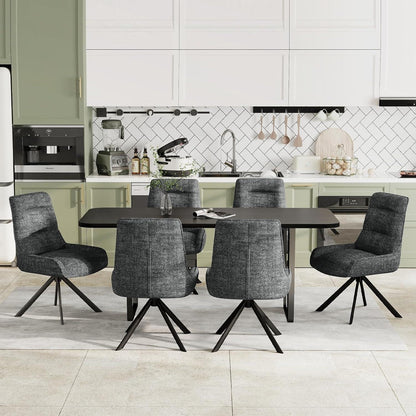 Drehstuhl Esszimmer 6er Set – Chenille Polsterstuhl 360° drehbar