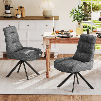 Drehstuhl Esszimmer 6er Set – Chenille Polsterstuhl 360° drehbar