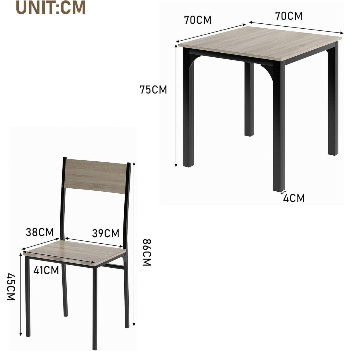Kompaktes Esstisch-Set mit 2 Stühlen – Modern & Platzsparend