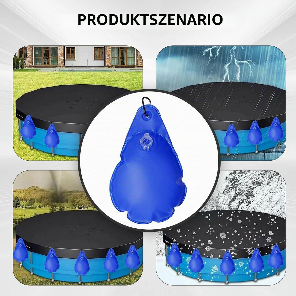 12 Poolabdeckungs-Gewichte mit Haken – Sturm- & Winterfest