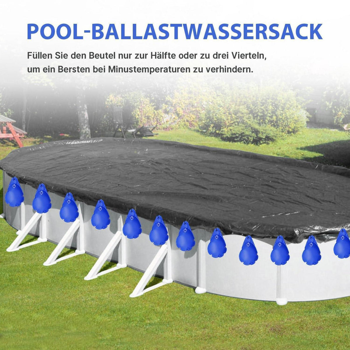12 Poolabdeckungs-Gewichte mit Haken – Sturm- & Winterfest