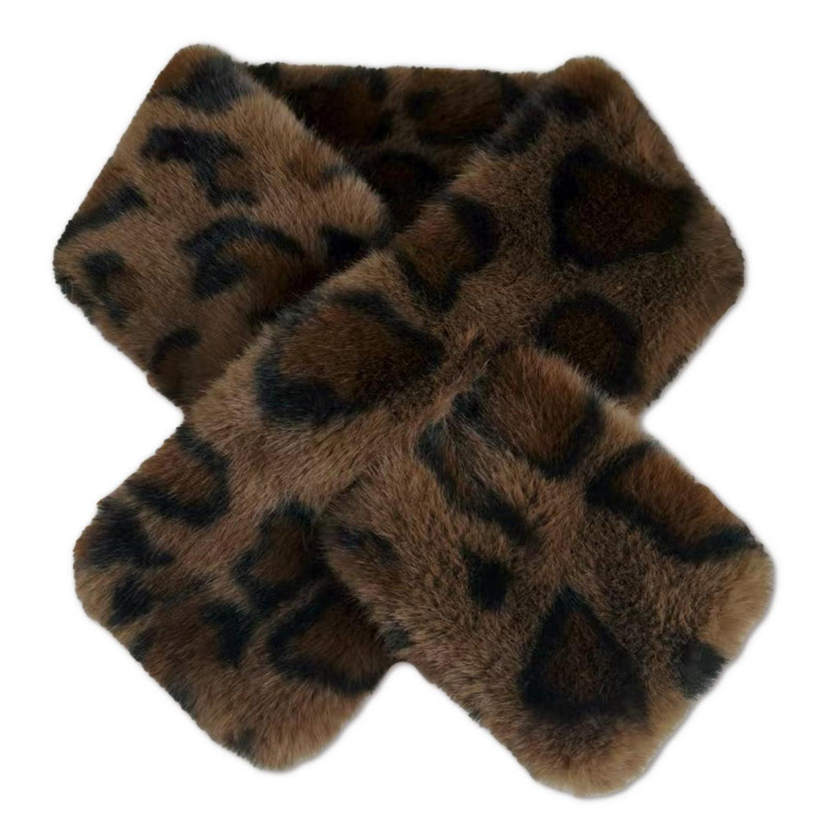 Schal Damen Kunstfell Leopardenmuster warm und stilvoll