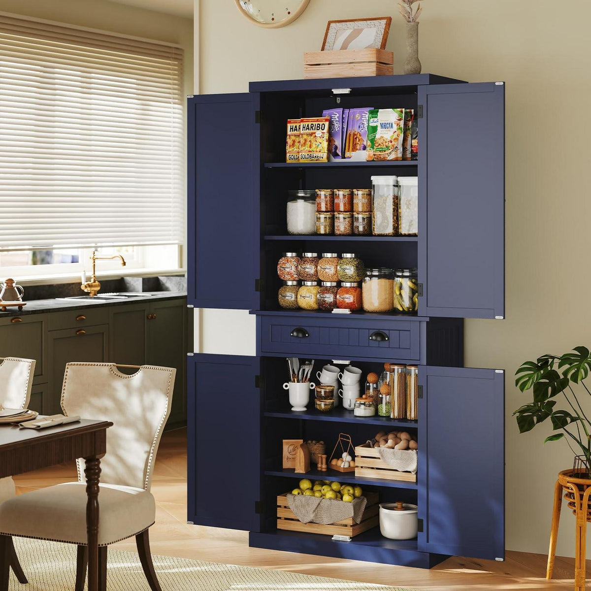 Küchenschrank mit Regalen – Vorratsschrank Blau
