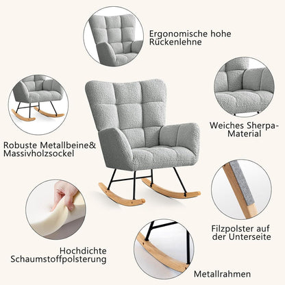 Schaukelsessel Grau – Bequemer Lesesessel für Wohnzimmer & Babyzimmer