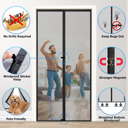 Magnetvorhang 95x190 cm – Fliegengitter ohne Bohren, selbstschließend
