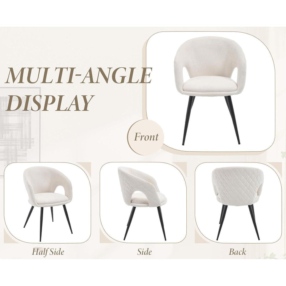 Esszimmerstühle 2er Set, Beige, Stepp-Design & Durchbrochene Rückenlehne