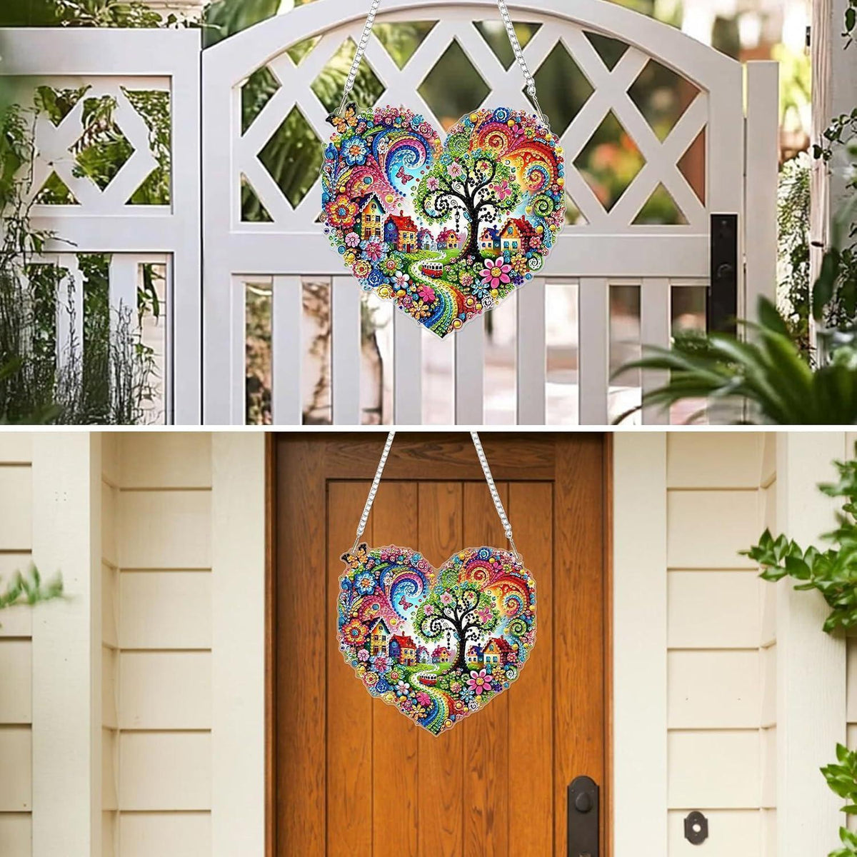 Diamant Painting Dorf Schmetterling DIY Set mit Kette 20x20cm