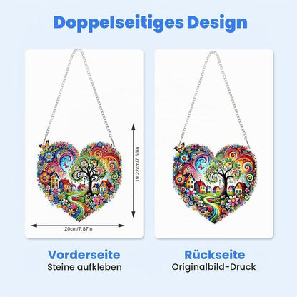 Diamant Painting Dorf Schmetterling DIY Set mit Kette 20x20cm