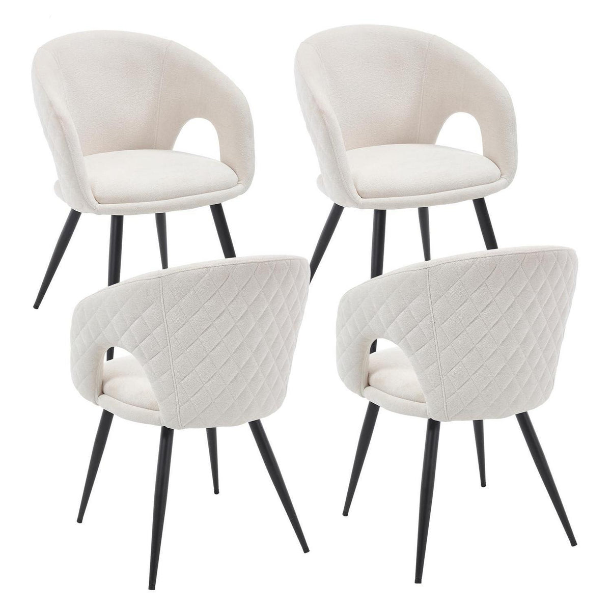 Esszimmerstühle Set 4er – Beige, Stepp-Design & Metallbeine