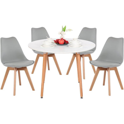 Esstisch Set 100cm Holztisch mit 4 Grau Skandinavischen Stühlen