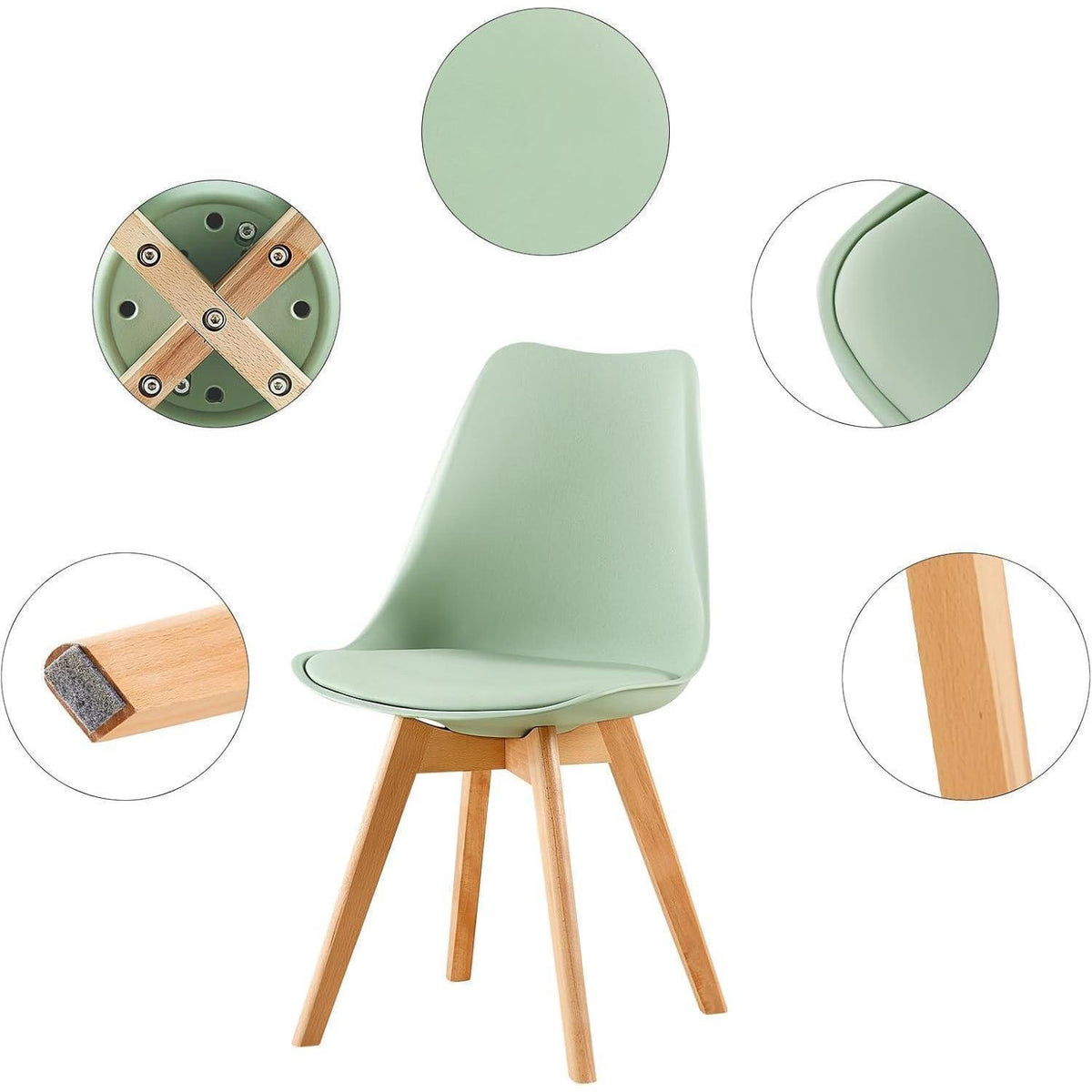 Esstisch Set 120cm Holz & Eiscreme-Grün Stühle