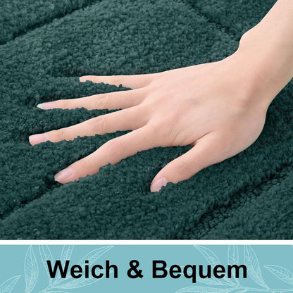 Mikrofaser Badteppich 60x90 cm Dunkelgrün – Rutschfest & Wasserabsorbierend