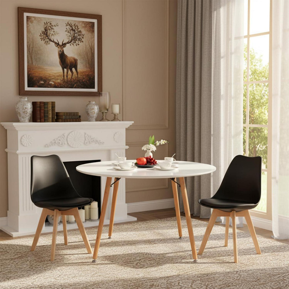 Esstisch Set 120cm mit 2 skandinavischen Stühlen