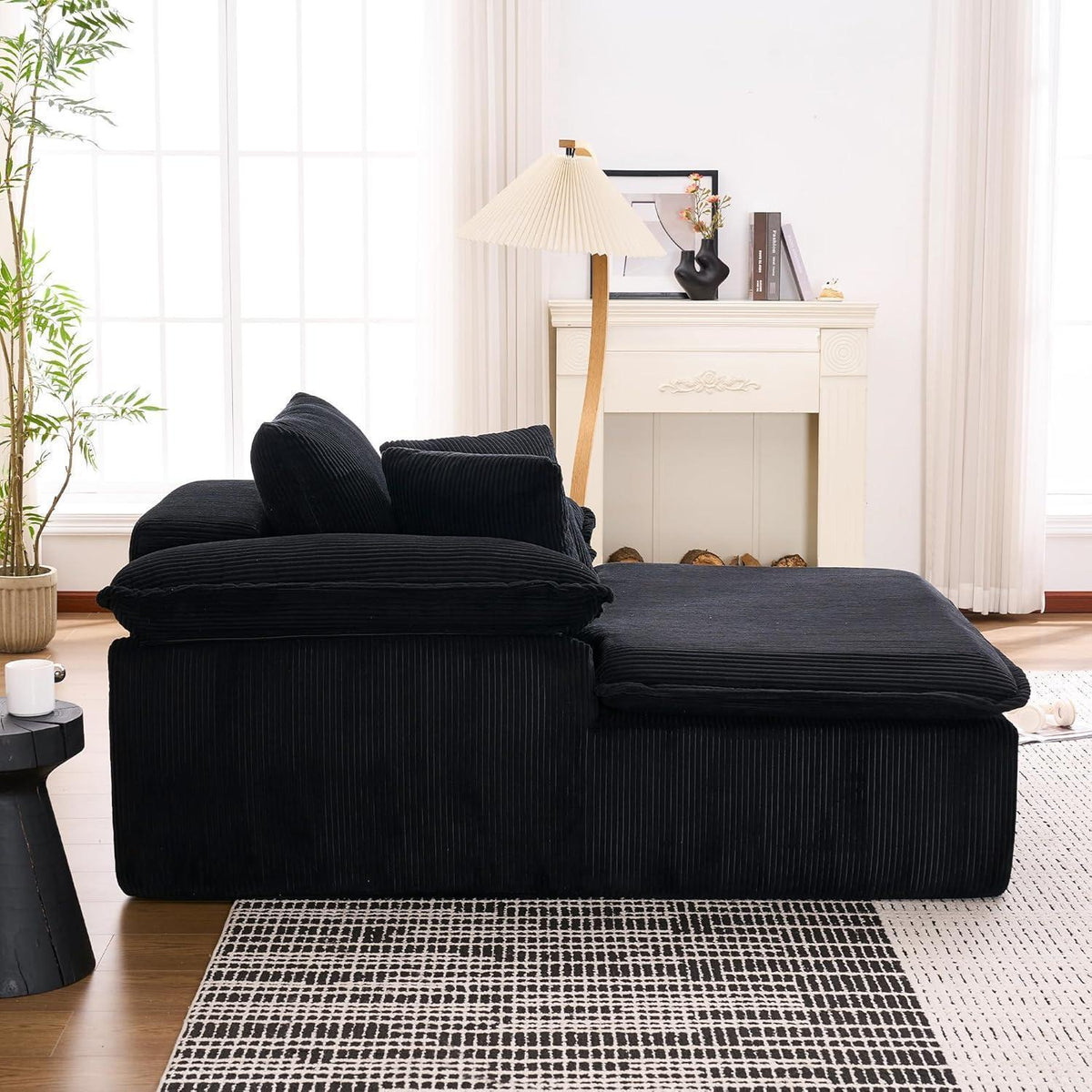 Modernes Cord Schlafsofa mit Memory-Schaum – Schwarz