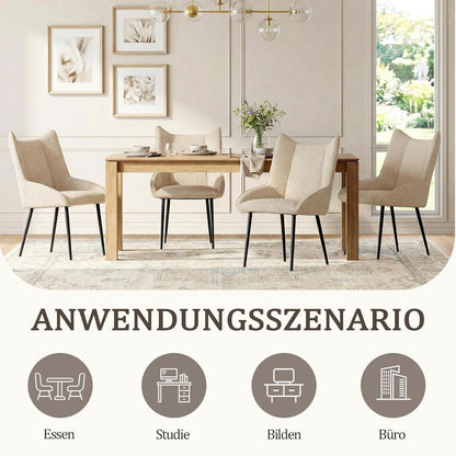 Moderner Esszimmerstuhl Set Creme – Samt, verstellbare Füße