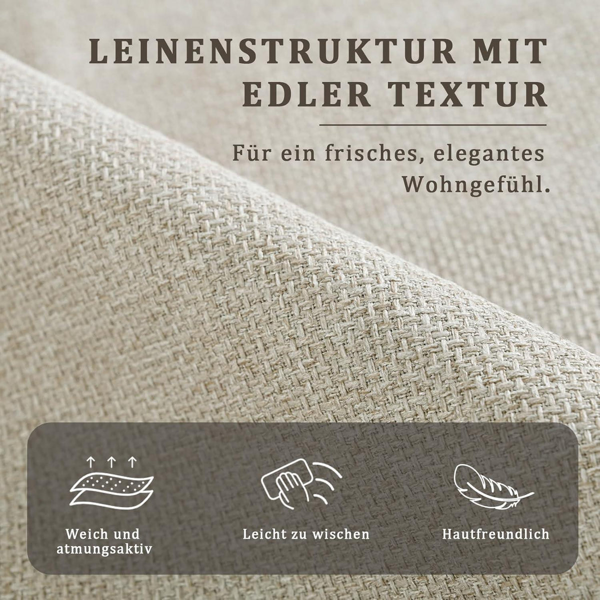 Moderner Esszimmerstuhl Beige – Komfortabler Küchenstuhl mit Leinen-Polyester-Mix