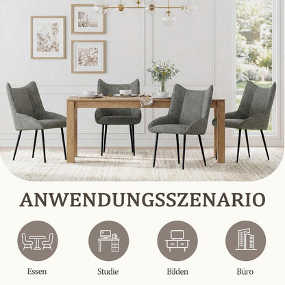 Moderner Esszimmerstuhl Set 4er – Schwarz-Weißer Samtstuhl mit verstellbaren Füßen