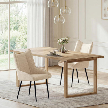 Moderner Esszimmerstuhl Set 6er – Samt Creme, Verstellbare Füße