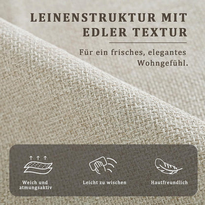Moderner Esszimmerstuhl 2er Set Beige, Leinen-Polyester Mix