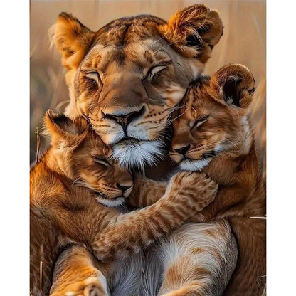 Malen nach Zahlen Erwachsene - Tiger Mutter & Junges