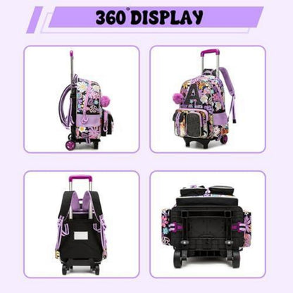 Schultrolley Rucksack Mädchen mit Rollen & Zubehör Set