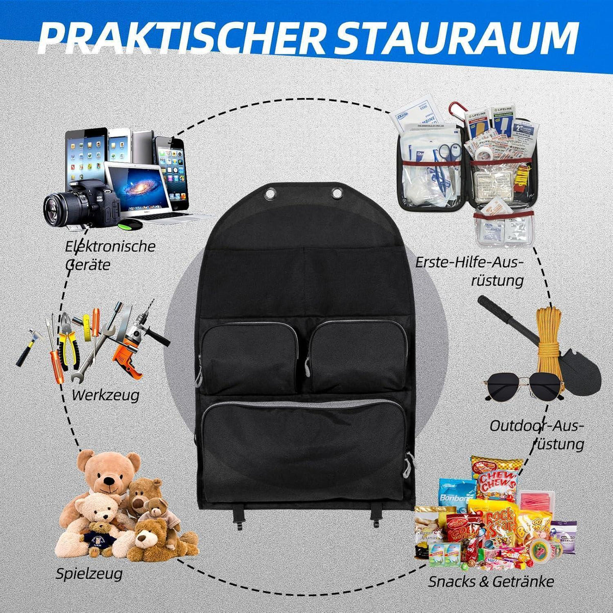 Organizer Tasche für VW T5/T6/T6.1 – Autositz Organizer für Camping