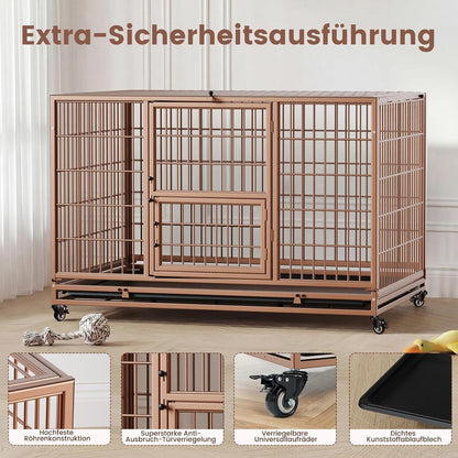 Faltbarer Hundekäfig mit 3 Türen – Braun, 82x52x56 cm