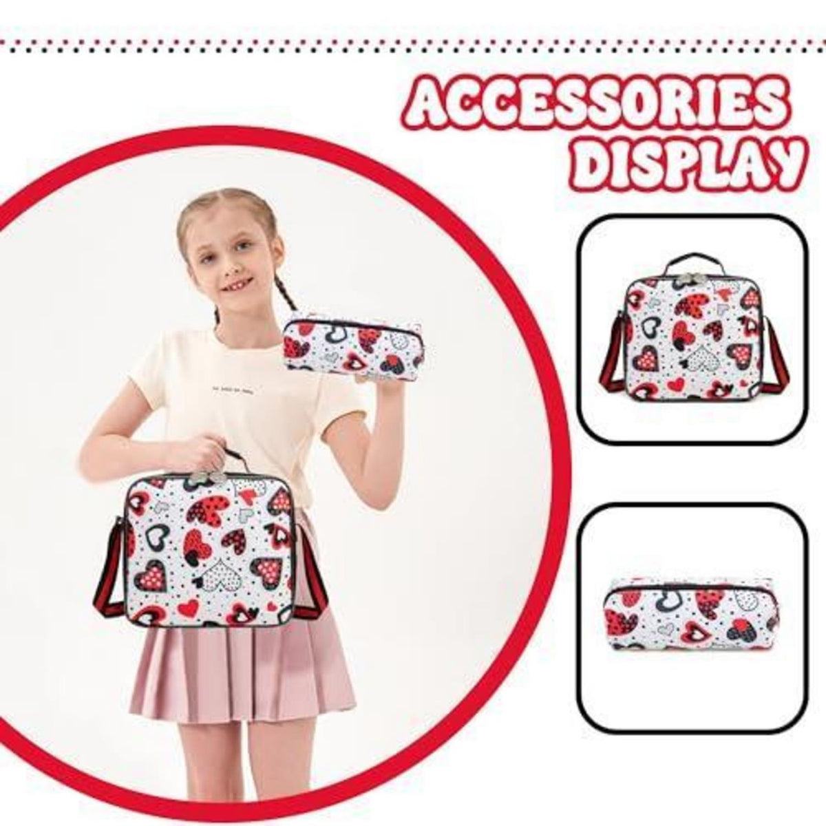 Kinder Trolley Rucksack Set mit Lunchtasche & Federmäppchen Rot