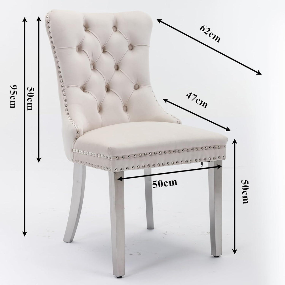 Esszimmerstühle 6er Set, Samt & Chrom, Beige