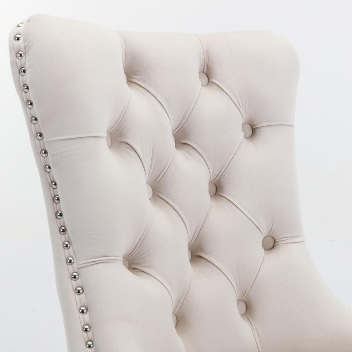 Esszimmerstühle 6er Set, Samt & Chrom, Beige